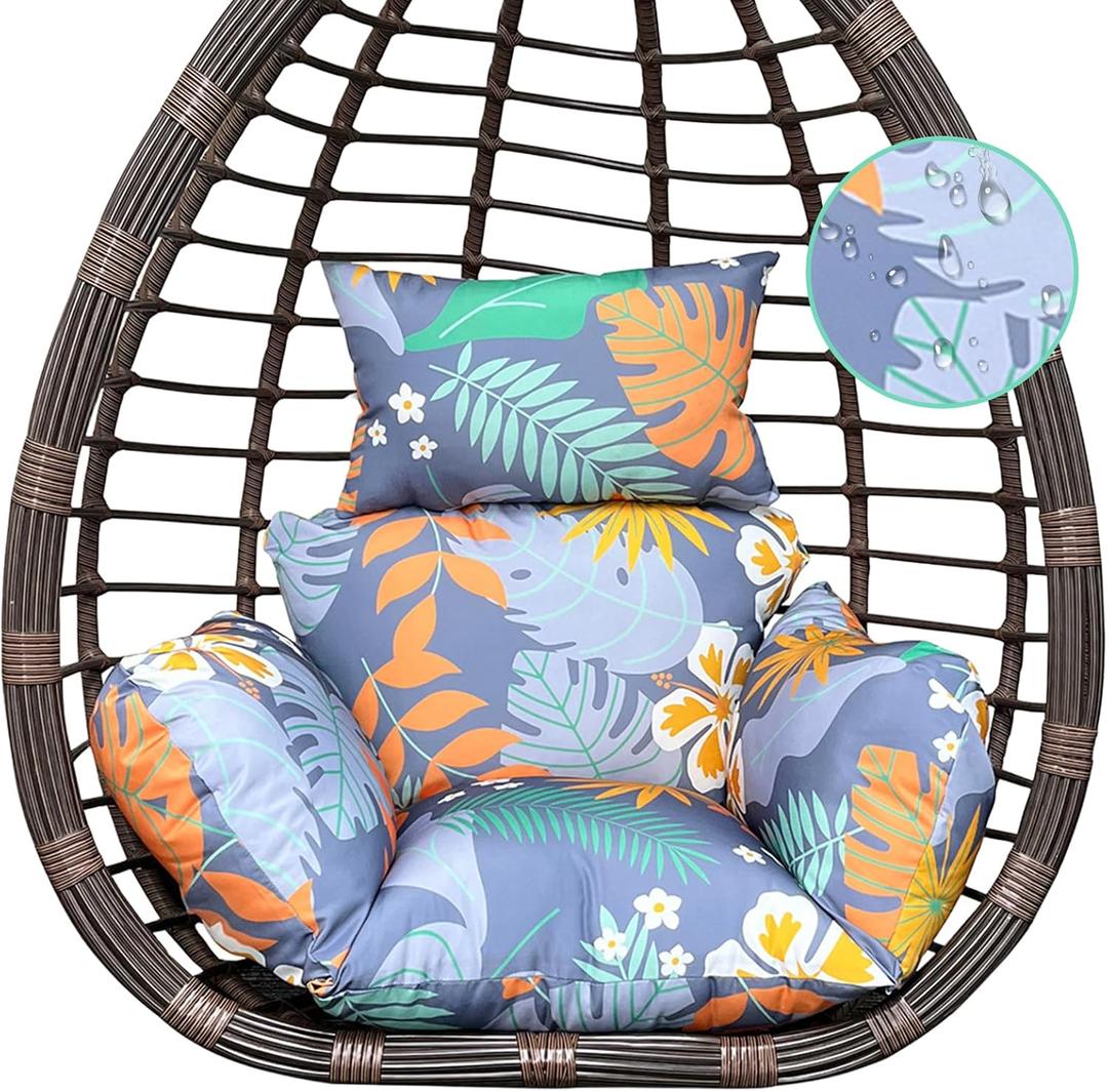 Floral Hanging Egg Swing Chair Cushions for Patio Hammock, 49"L x 49"W