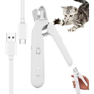 2-in-1 Dog Nail Trimmer & Grinder - 2 LED Lights, Ultra-Quiet, USB Rechargeable, Multiple Grinding Methods & Splash Guard, Nail Clippers for Small/Medium/Large Dogs & Cats (White)
