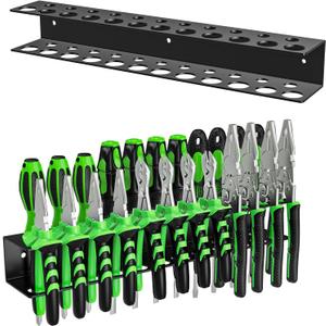 Screwdrivers Pliers Holder Wall Mount, Heavy Duty Metal Utility Storage Rack for Pliers Small Tools, Screw Driver Organizer Suitable Garages Homes Workshops Sheds (23 holes 1PC)