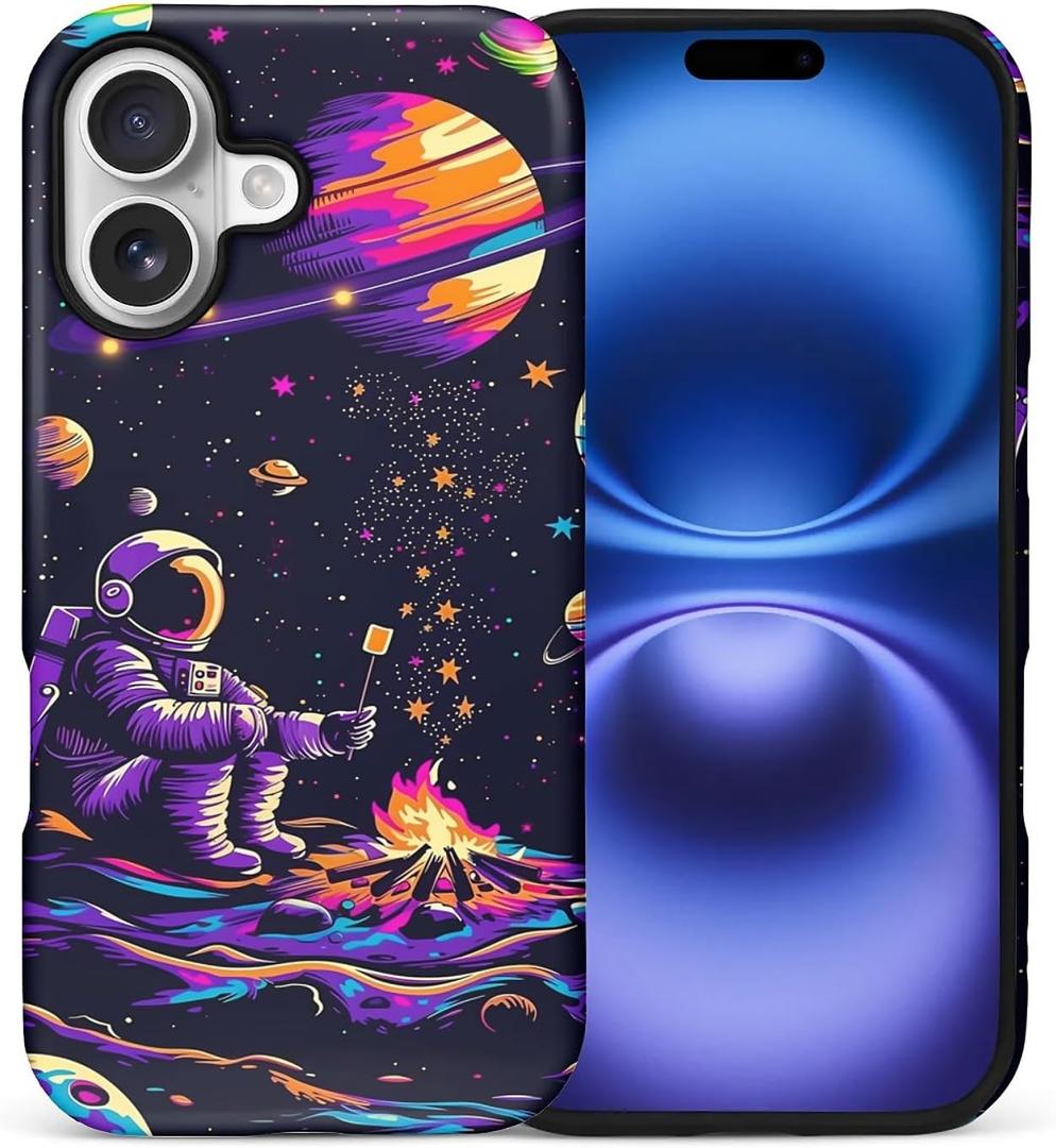 CARLOCA Case for iPhone 17,Astronaut Barbecue Design Hybrid Dual Protection Soft TPU Hard PC Shockproof Anti Scratch Men & Women Stylish Protective Phone Case