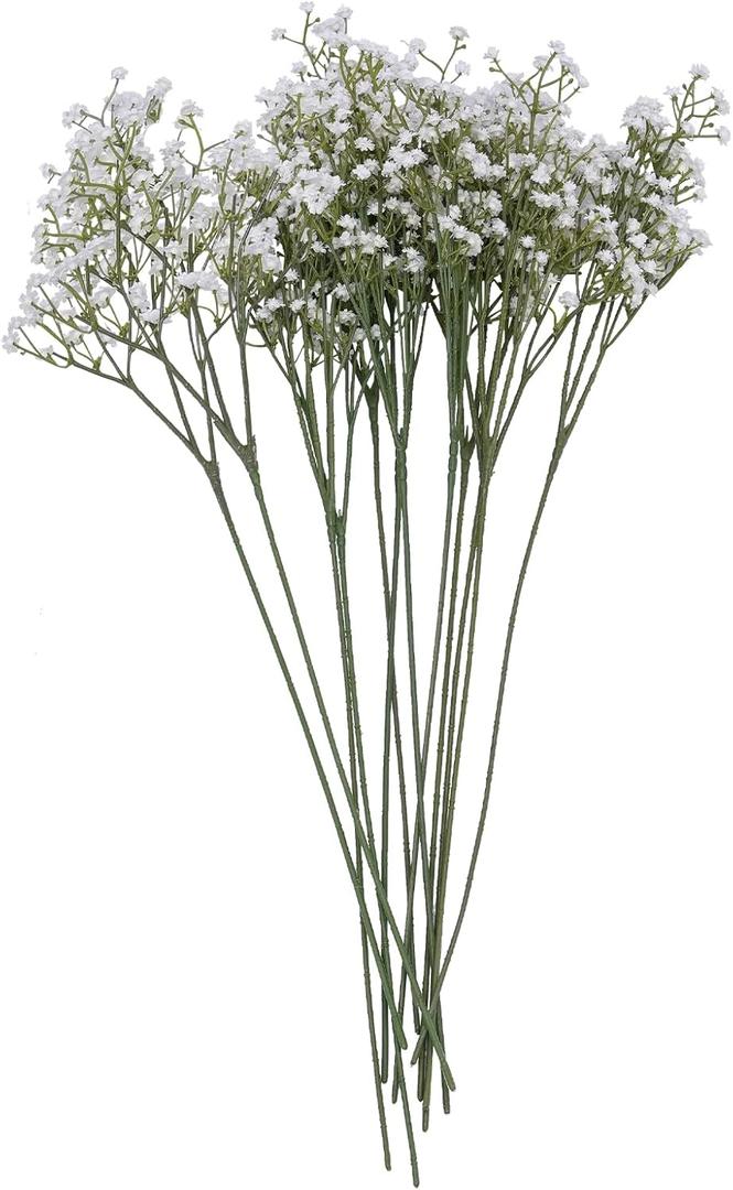 Artificial Flowers,12 pcs Silk Baby's Breath, Artificial White Plastic Flower for Home Decoration, Long Stem Fake Flowers for Wedding Decoration, DIY Bridal Flower(Milk White)