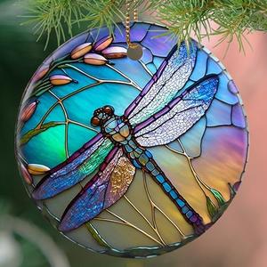 Touber Dragonfly Christmas Tree Ornaments - Hanging Decor, Gifts - Style B, Pack 2
