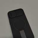 SURITCH for iPhone 15 Case with Magnetic Camera Slide Cover and Adjustable Kickstand, Compatible with MagSafe, Shockproof Bumper Case Slim Protective Cover 6.1 Inch, Black