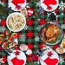 KALOR 3 Pack Christmas Tablecloth, 54 x 108 Inch Red Green Snowflake Large Disposable Table Cover, Waterproof Vintage Cloth for Party Decorations Supplies