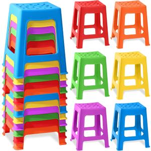 TURSTIN 12 Pack Stackable Classroom Stools Plastic Nesting Round Colorful Indoor/Outdoor Flexible Seating Decorative Chairs for Home Office School Classroom, 16.9 Inches X 10.6 Inches
