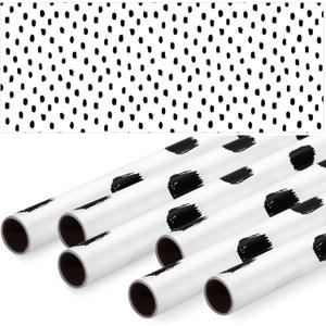 Skyygemm 6 Rolls Classroom Bulletin Board Paper Roll Polka Dot 4 x 12 ft Fade Resistant Colored Background Paper Bulk for Art Decor Drawing Craft(Lively White)