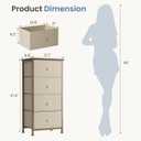 DUMOS Nightstand, Bedside Table with 4 Fabric Drawers, 11.8"D x 17.7"W x 37.4"H