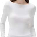 SUUKSESS Cloud Cashmere Women Boat Neck Fitted Long Sleeve Shirt Basic Knit Tops XL