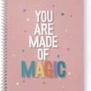 Softcover Made of Magic 8.5" x 11" Motivational Spiral Notebook/Journal, 120 Wide Ruled Pages, Durable Gloss Laminated Cover, White Wire-o Spiral. Made in the USA