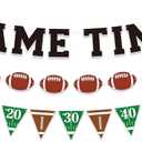 Football Banner Garland, Game Time Football Party Banner for Birthday Party Decorations, Footballs Triangle Banners Flags for Bowl Game Indoor Decor (Football)