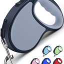 Retractable Dog Leash,[Strong Nylon Tape][One-Handed One Button Lock] for Small Medium Dogs and Cats,16ft Pet Walking Leash with 360Tangle-Free Design,Anti-Slip Handle,Gift Package (Grey)