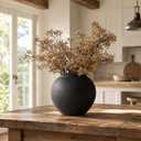 Rustic Ceramic Vase, 8.3" Black Farmhouse Tall Vase, Vintage Vases, Modern Terracotta Decor Vases for Home Decor, Living Room, Entryway, Table Centerpieces, Shelf, Kitchen, Housewarming Gifts