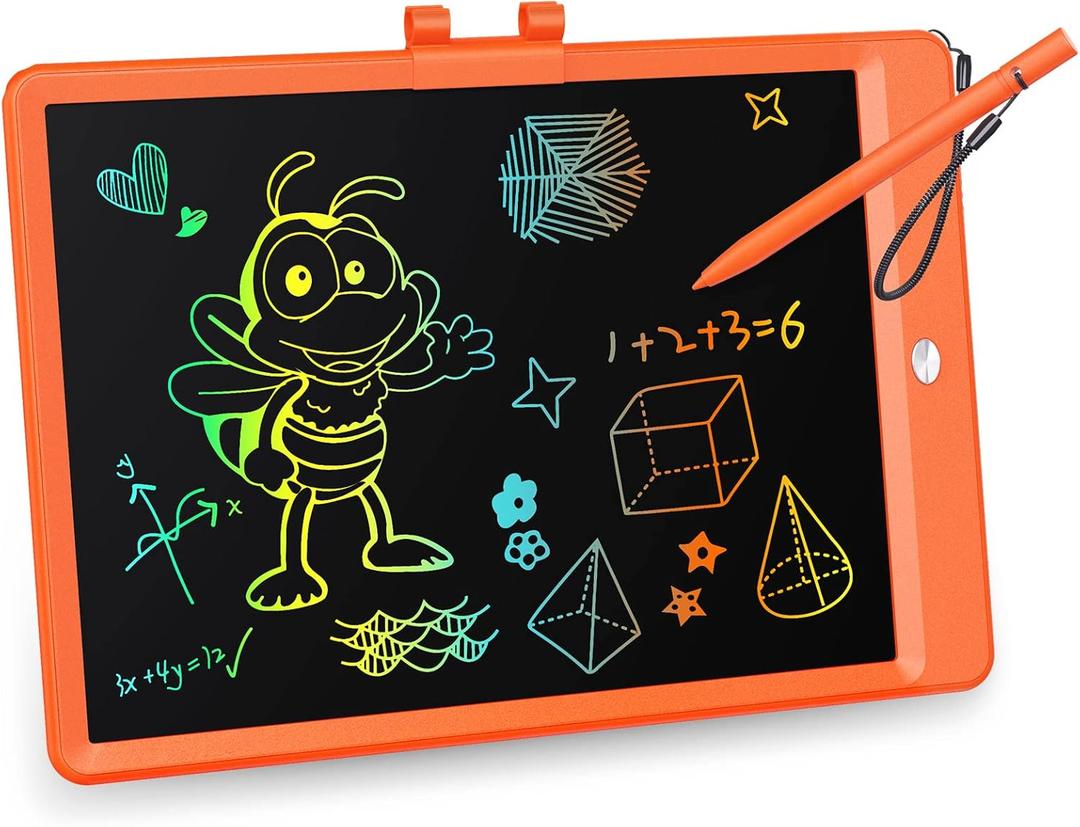 KOKODI LCD Writing Tablet, 10 Inch Colorful Toddler Doodle Board Drawing Tablet, Erasable Reusable Electronic Drawing Pads, Educational and Learning Toy for 3-6 Years Old Boy and Girls (Orange)
