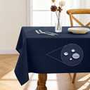 Pureegg Rectangle Linen Tablecloth Waterproof & Stain Resistant, Wrinkle-Free Table Cloth Adds Elegance and Protection, Ideal for Dining, Party, Wedding and Outdoor, 52 x 70 Inch, Navy Blue