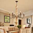 23021 Farmhouse Chandelier Fixtures Lights French Country Style,6 Lights Farmhouse Pendant Light Rustic Chandelier for Bedroom Dining Room Living Room Chain Adjustable