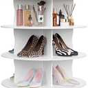 5-Tier Rotating Standing Shelf Unit with Dividers, 360 Storage Display Tower Vertical Floor Organizer, for Bedroom, Closet, Entryway & Office, Ideal for Shoes, Cosmetics & Handbags, White
