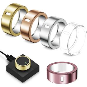 Hexasider 5 Pack Cover for Ultrahuman Ring Air, Anti-Scratch TPU Protector Compatible with Ultrahuman Ring Case Accessories for Women Men Working Out Gym (Size 8) (Clear+Silver+Gold+RoseGold+Pink)