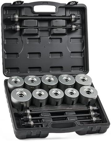 Orion Motor Tech Bushing Press Kit, 27pc Pull and Press Sleeve Kit for LCV HGV Engine Cars Vehicles with 22 Press Sleeves, Seal Bearing Bushing Removal Tool Kit with 5 Pulling Spindles with Nuts Case