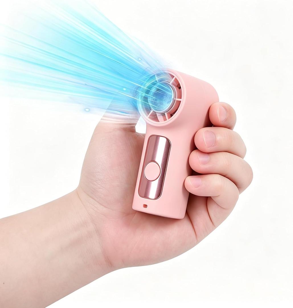 Mini Portable Handheld Cooling Fan with Ice Cooler, 3.5 Inch Pocket Size Rechargeable Small Personal Fan with Semiconductor Cooling, 6 Speeds, Max 10.8 ft/s, 3000mAh, Fast Skin Cooling, Pink