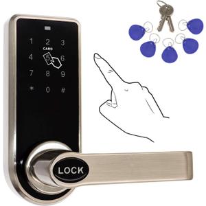 ETEKJOY Electronic Door Lock 3-In-1 Password RFID Card/Tag Hidden Keyhole Digital Touchscreen Keypad Left/Right Lever Reversible Handle Keyless Smart Auto Lock