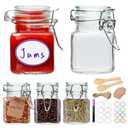 Brajttt Small Glass Jars with Lids,4 oz Spice Jars with Labels,Small Glass Containers with Airtight Hinged Lid for Home Kitchen, Arts & Crafts Projects, Spices, Decoration, Snack Foods (5 Pack)