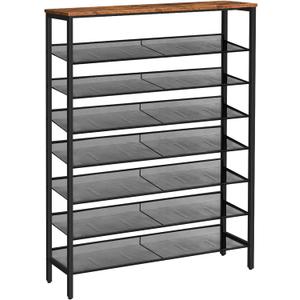 HOOBRO Shoe Rack for Entryway, 8-Tier Shoe Shelf, Large Capacity Shoe Storage Organizer for 32-40 Pairs of Shoes, Front Door Entrance, Hallway, Closet, Space Saver, Rustic Brown and Black BF118XJ01