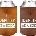 4pcs I Identify As A Soda Funny Beverage Beer Can Coole leather Beer Can Holder Fathers Day Birthday Gifts for Beer Lover Dad Father Him Men Party Supplies Decorations