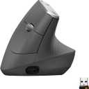 Logitech MX Vertical Wireless Mouse Ergonomic Design Reduces Muscle Strain, Move Content Between 3 Windows and Apple Computers, Rechargeable, Graphite
