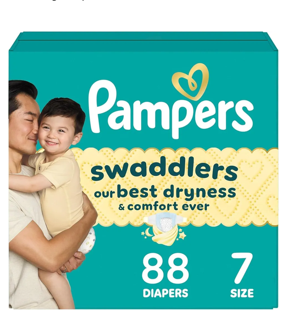 Pampers Swaddlers Diapers, Size 7 (2650 lbs), 88 Count, Absorbent, Keeps Baby Dry and Comfortable, Skin Safe Disposable Baby Diaper