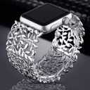 VIQIV Bracelet Band Compatible with Apple Watch 40mm/41mm iWatch Series SE/9/8/7/6/5/4/3/2 Ultra for Women Unique Metal Dressy Stretchy Wristbands Strap Jewelry Bangle