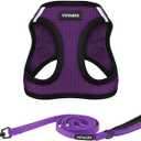Voyager Step-in Air All Weather Mesh Harness and Reflective Dog 5 ft Leash Combo with Neoprene Handle, for Small, Medium and Large Breed Puppies by Best Pet Supplies - Purple/Black Trim, Medium (M (Chest: 16 - 18"))