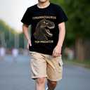 3D Dinosaur Printed Clothes for Boys, Cute Cartoon Animal T-Shirt and Shorts Summer Outfits 2 pcs (Black)