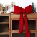 Amyhill Long Christmas Velvet Bow Pillow, Soft Furry Red Bow Throw Pillows for Cushion Bed Sofa Couch Holiday Outdoor Car Home Decor 18x39 Inches