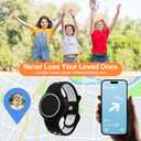 Waterproof Bracelet Compatible with AirTag for Kids (2 Pack), Protective Case GPS Tracker Holder for Child with Full Coverage Hidden Design, Soft Silicone Anti-Lost Wristband Cover for Toddler BWBB (Black White+Light Blue)