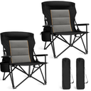 ALPHA CAMP Heavy Duty Camping Chairs with Cup Holder Oversized Folding Chair 500LBS Capacity Outdoor Chair with Headrest,Lawn with Side Pocket for Lawn, Sports and Fishing