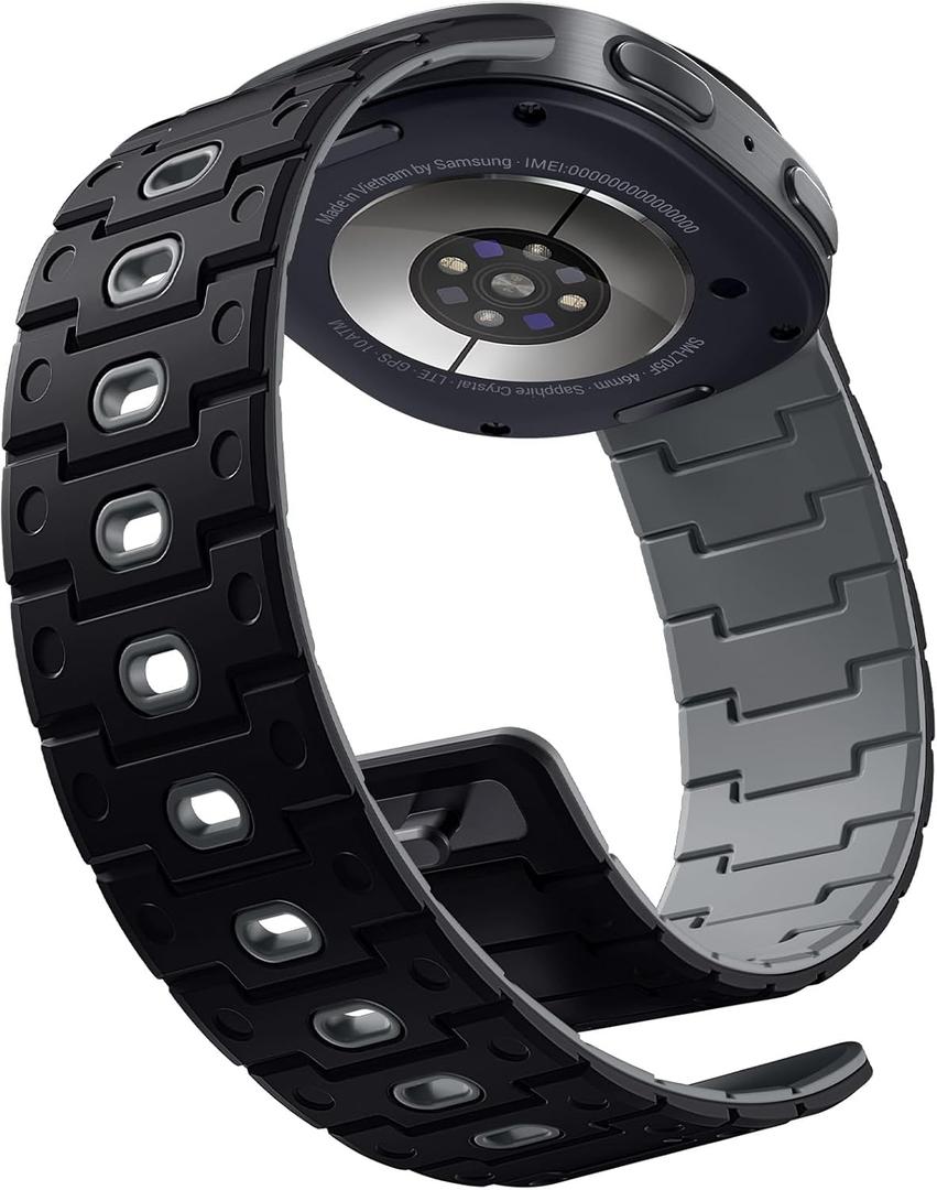 Bandletic Silicone Magnetic Band Compatible with Samsung Galaxy Watch 8 40mm 44mm / 8 Classic 46mm 2025, No Gap Soft Sport Wristbands Breathable Replacement Strap for Men Women, Black/Gray