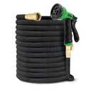 Flexi Hose PLUS with 8 Function Nozzle Expandable Garden Hose, Lightweight & No-Kink Flexible Garden Hose, 3/4 inch Solid Brass Fittings and Double Latex Core, 150 ft Black and White
