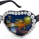 Pearl-Studded Heart Diffraction Glasses for Women, Diffraction Fashion Party Glasses Turn the Light Into Rainbow Heart Shape for Rave/Concert/Disco/Festivals/Bar Night Club/Fireworks Show