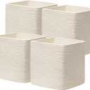 joybest 13x13x13 Inch Cube Storage Bins Set of 4, Cotton Rope Woven Organizer Basket for Shelves, Cube Bin Square Shelves Organizer Closet Storage, Nursery, Toy Organization, Beige