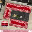 Kitchen Rugs Set of 3, Japanese Cherry Blossom Kitchen Mats for Floor Nylon TPR Non-Slip Washable Sink & Standing Mats Absorbent Resist Dirt Kitchen Runner Floral Rug (Red, 20"x59"+20"x47"+20"x32")