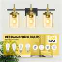 Bathroom Vanity Light,Modern Wall Sconce with Clear Glass Shade,Black & Gold Bathroom Light Fixtures Over Mirror for Bedroom Living Room Hallway Kitchen,E26 Socket (Bulb Excluded) (3 Lights), 22-inch