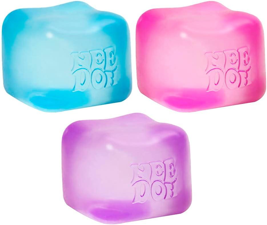 Schylling Needoh Nice Cube Sensory Toy with a Super Solid Squish - Always Returns to its Square Shape - Colors May Vary, 3 Pack