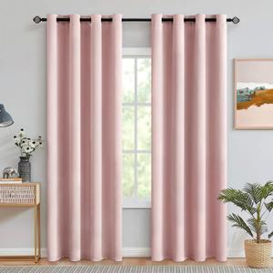MIULEE Light Pink Room Darkening Curtains Thermal Insulated Drapes Solid Window Treatment Set Grommet Top Light Blocking Blackout Curtain for Living Room/Bedroom 2 Panels 52 x 84 inch Baby Pink