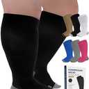 Pembrook Plus Size Compression Socks Wide Calf - Up to 6XL | Black Wide Calf Compression Socks Women | Circulation Support