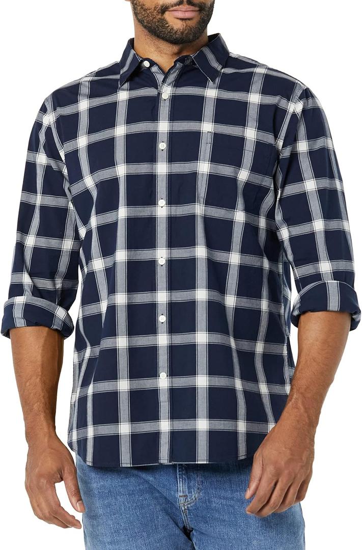 Amazon Essentials Men's Long-Sleeve Slim-Fit Stretch Poplin Shirt (XXXL)