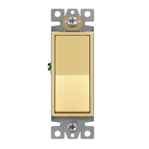 ENERLITES Elite Series Decorator Rocker Light Switch, 15A 120V/277V, Gloss Finish, Single Pole, 3 Wire, Grounding Screw, Residential Grade, UL Listed, 91150-GD, Gold Color
