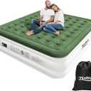 Zearna King Size Air Mattress with Built in Pump, 18" Raised Comfort Air Bed, Upgraded Flocked Top Blow up Mattress with Carrying Bag, Inflatable Mattress for Guests & Home, AirBed, 750 lbs Max