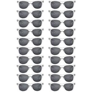 QYVEWY 19 Pairs Bulk Sunglasses for Adult Retro 70s 90s Cheap Glasses for Party Supplies (Transparent)