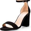 COASIS Women's Chunky Block Heels Open Toe Ankle Strap 3.5 Inch Heeled Sandals, 8