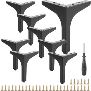 8 Pack 6 Inch Metal Furniture Legs, Triangle Furniture Feet, Modern Style Furniture Sofa Legs, Matte Black Couch Legs Replacement for Table Cabinet Cupboard Sofa Couch